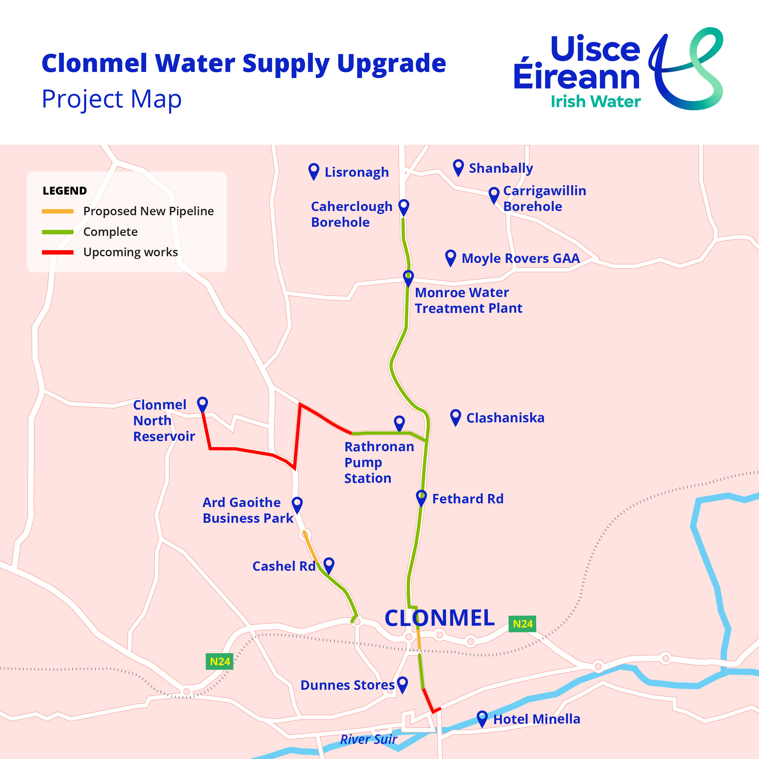 Clonmel Water Supply Upgrade Project Map