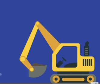 An Animated yellow digger 